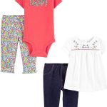 Simple Joys by Carter's Baby Girls' 4-Piece Bodysuit and Pant Set